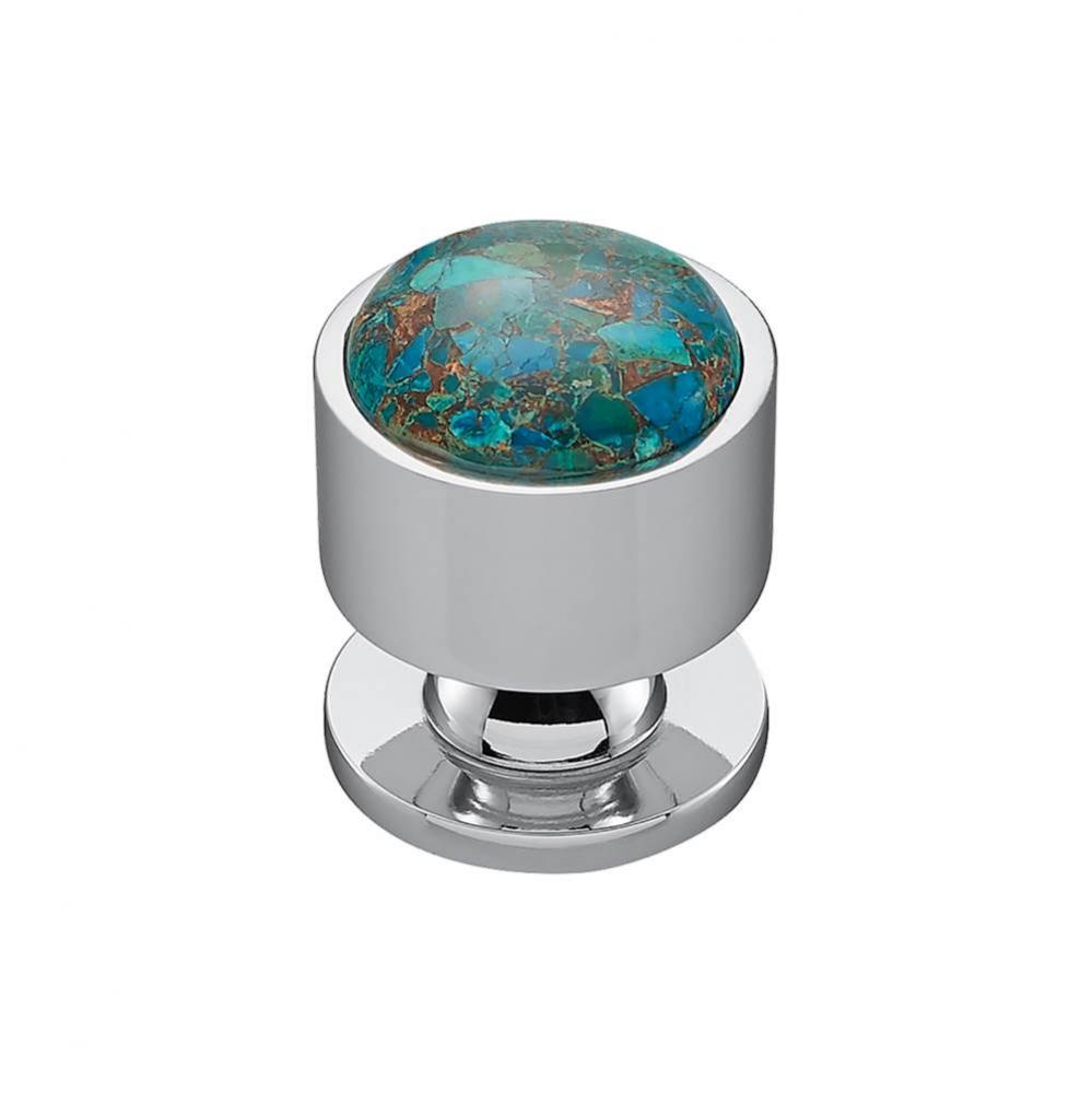 FireSky Mohave Blue Knob 1 1/8 Inch Polished Chrome Base