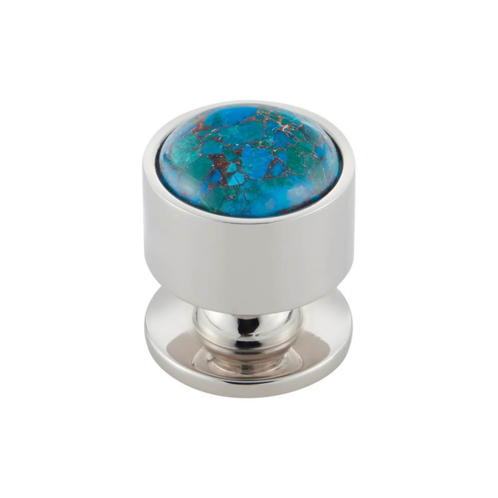 FireSky Mohave Blue Knob 1 1/8 Inch Polished Nickel Base
