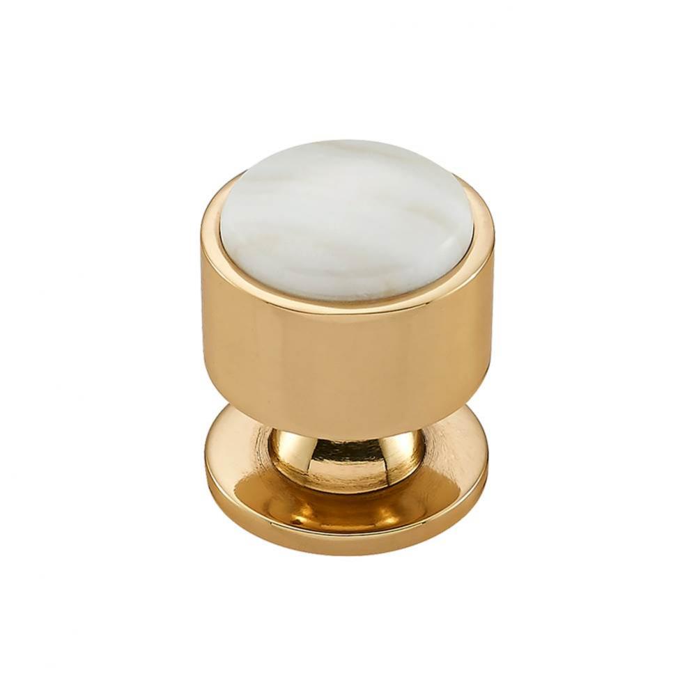 FireSky Calacatta Gold Knob 1 1/8 Inch Polished Brass Base