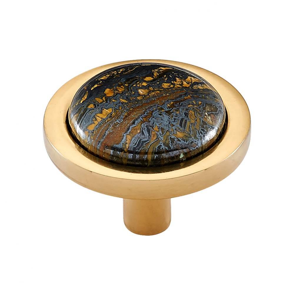 FireSky Iron Tiger Eye Knob 1 9/16 Inch Polished Brass Base