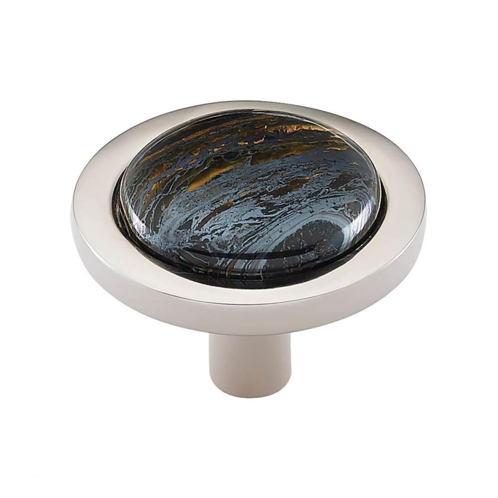 FireSky Iron Tiger Eye Knob 1 9/16 Inch Polished Nickel Base