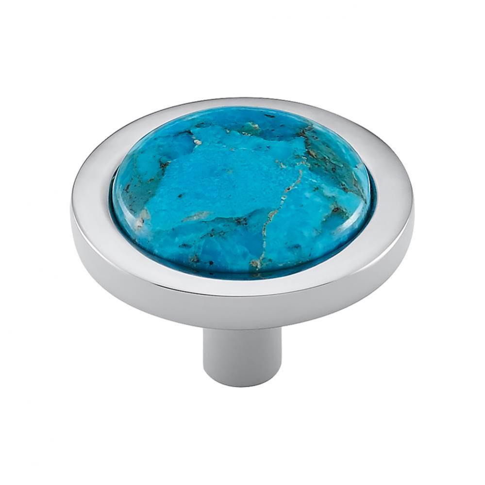 FireSky Mohave Turquoise Knob 1 9/16 Inch Polished Chrome Base