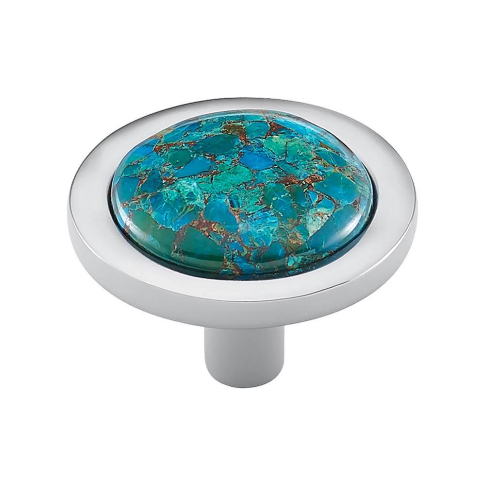 FireSky Mohave Blue Knob 1 9/16 Inch Polished Chrome Base