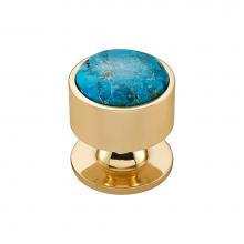 Vesta V7554PB - FireSky Mohave Turquoise Knob 1 3/8 Inch Polished Brass Base
