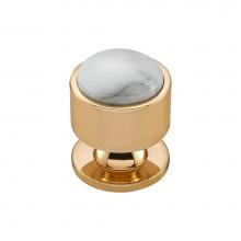 Vesta V7563PB - FireSky Carrara White Knob 1 1/8 Inch Polished Brass Base