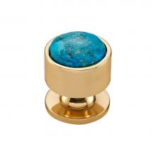 Vesta V7564PB - FireSky Mohave Turquoise Knob 1 1/8 Inch Polished Brass Base