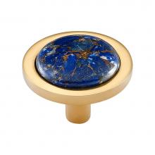 Vesta V7580PB - FireSky Mohave Lapis Knob 1 9/16 Inch Polished Brass Base