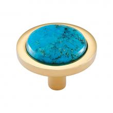 Vesta V7584PB - FireSky Mohave Turquoise Knob 1 9/16 Inch Polished Brass Base