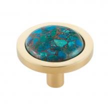 Vesta V7585PB - FireSky Mohave Blue Knob 1 9/16 Inch Polished Brass Base