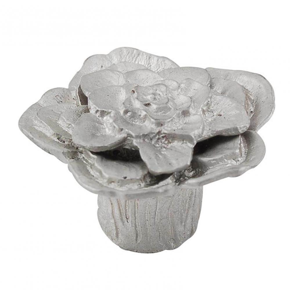 Carlotta, Knob, Large, Double Rose with large center, Satin Nickel
