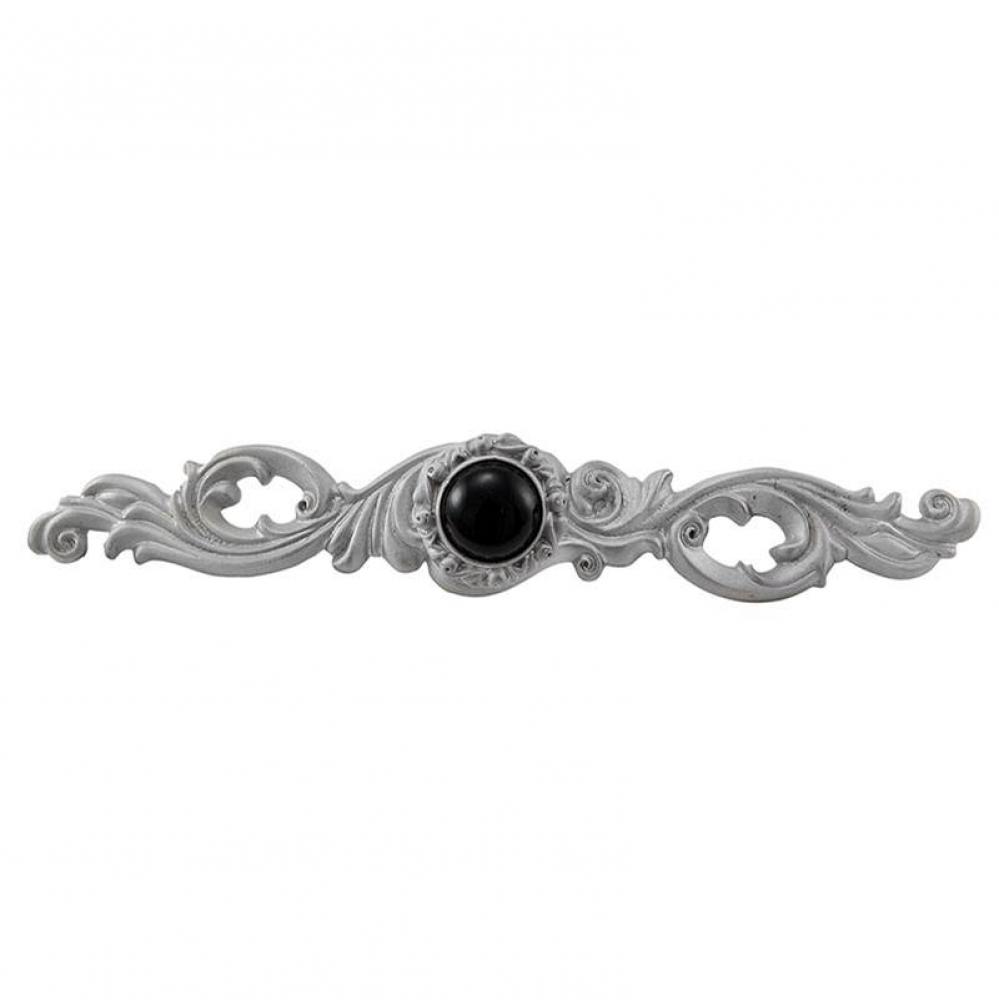 Liscio, Knob, Small, Round, Stone Insert with Backplate, Black Onyx, Satin Nickel