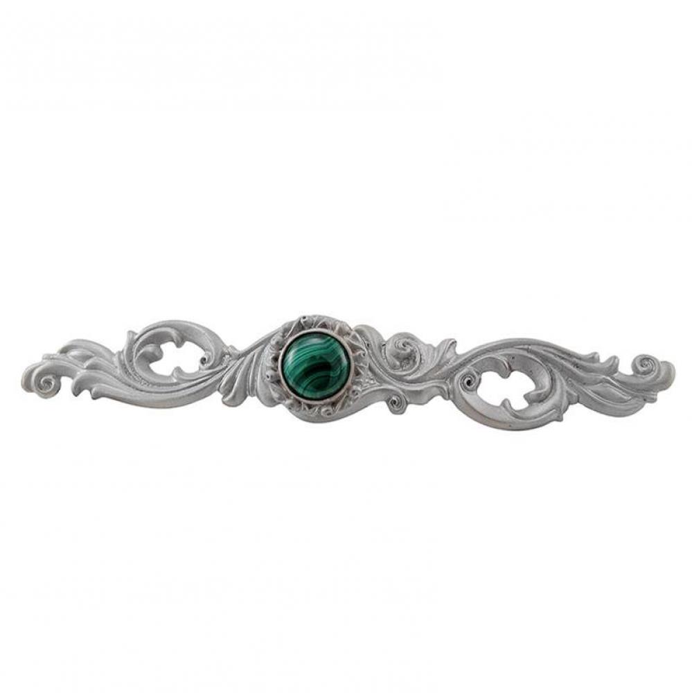 Liscio, Knob, Small, Round, Stone Insert with Backplate, Malachite, Satin Nickel