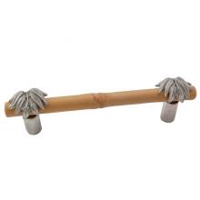 Vicenza Designs K1141-4-SN - Palmaria, Pull, Bamboo Leaf, 4 Inch, Satin Nickel