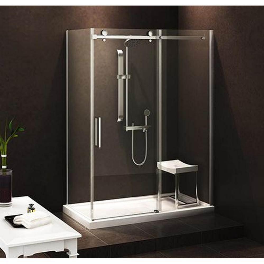 Bellini 48 Straight Shower Door Wall Closing Chrome Clair