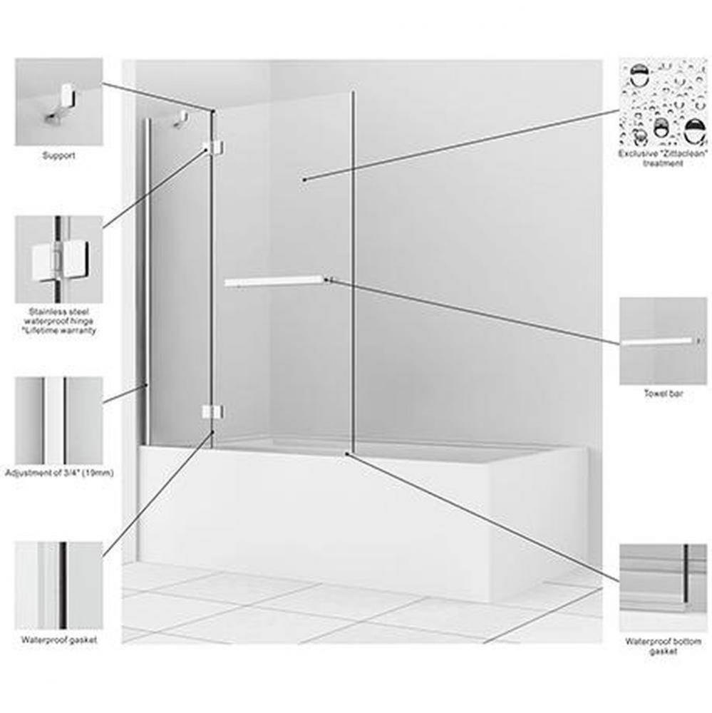 Vista 40 Shower Door Chrome Clear