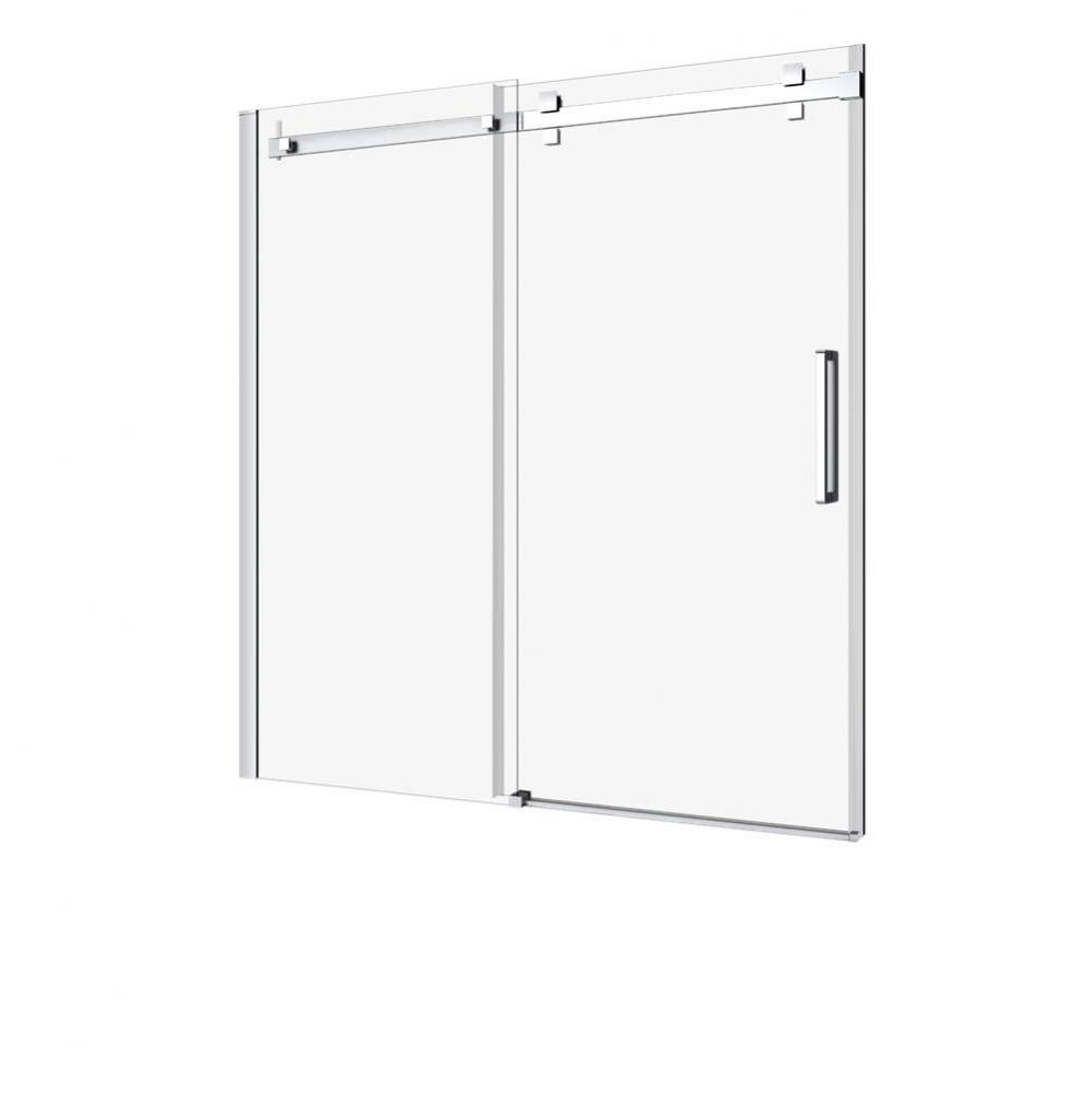 Piazza 60 Bath Tub Chrome Clear Straight Door