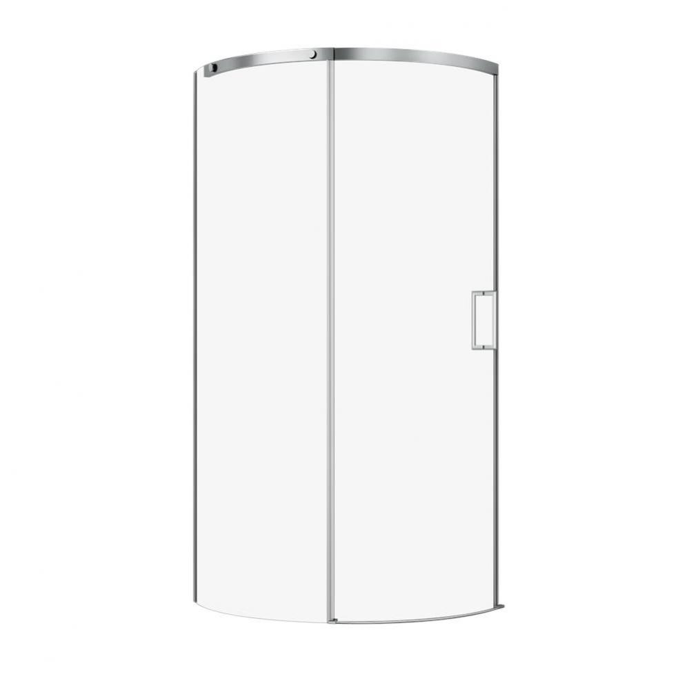 Vague 36X36 Chrome Clear Corner Shower Door  Left Side