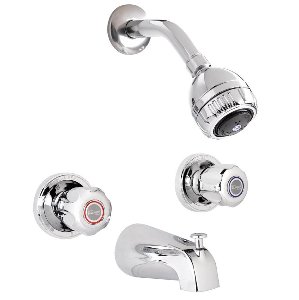 Tub & Shr Fct Cp W/K2 2 Hdls Chrome Round Handle Plastic