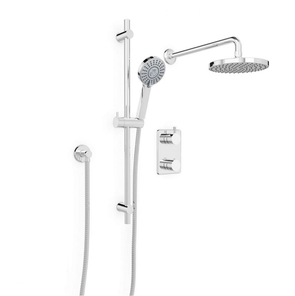Shr Faucet W/ Thermo 2 Rnd, Handles, Sliding Bar & Rain Cp