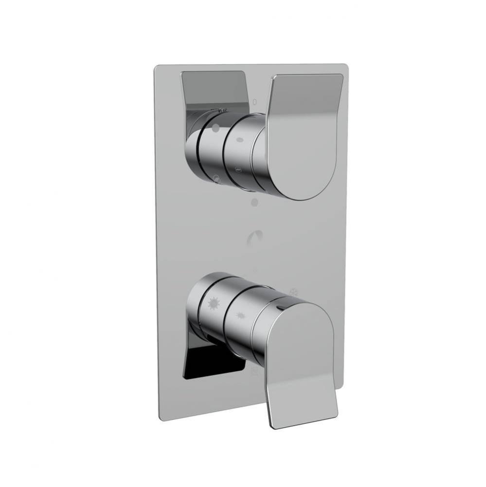 Thermo 3-Way Valve Trim Cp Ada, 2 Volta Handles Rect Plate