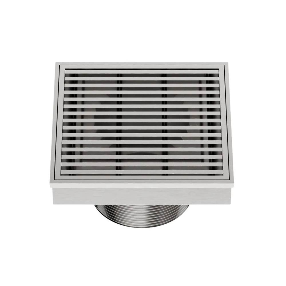 Delmar Series. Wedgewire Line. 4'' Square Drain. Satin Finish