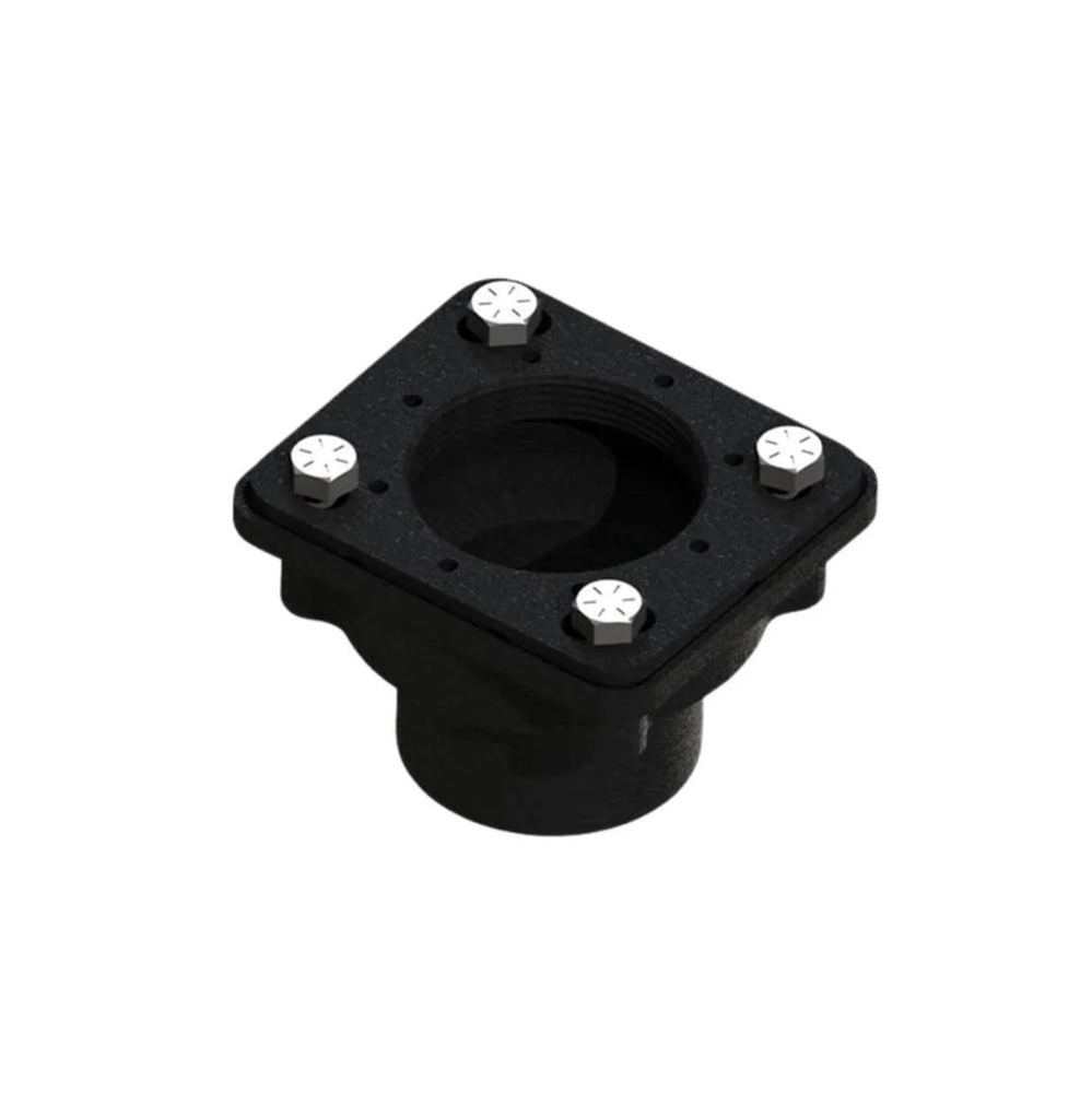 Square PVC Flange Drain 2'' throat, 2'' outlet No Hub