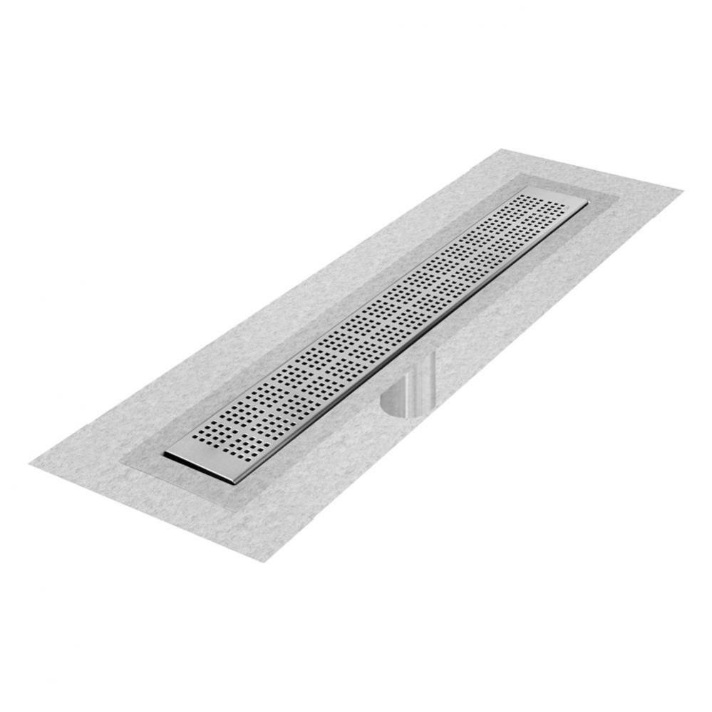 Delmar Series. 24'' Standard length Flange Edge linear drain. Kai Line. Satin