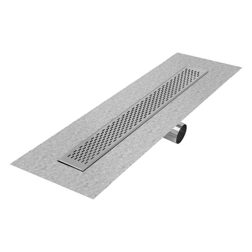 Delmar Series. 48'' Standard length Side Outlet linear drain. Delta Line. Satin