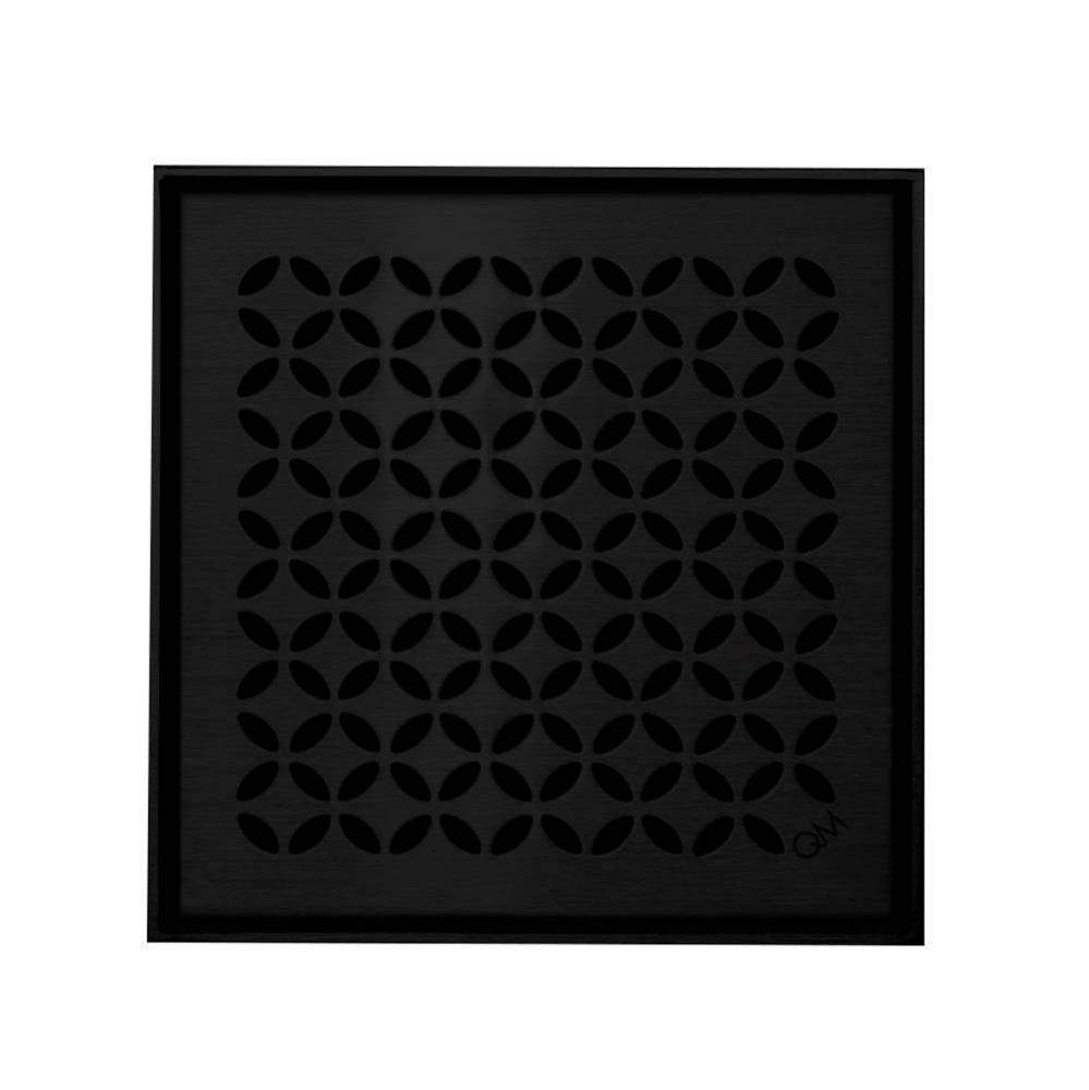 Delmar Series. Lotus Line. 4'' Square Drain. Black/Orb fin.