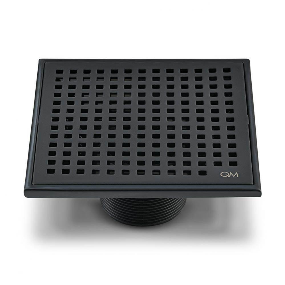 Lagos Series. Mira Line. 5 3/4'' Square Drain. Black/Orb fin.