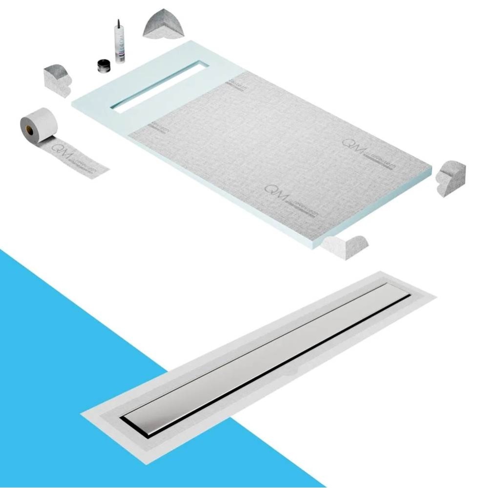 Shower Pan Curbless Kit 32'' with a 24'' Mist (Tile-in) Linear Drain Flange Ed