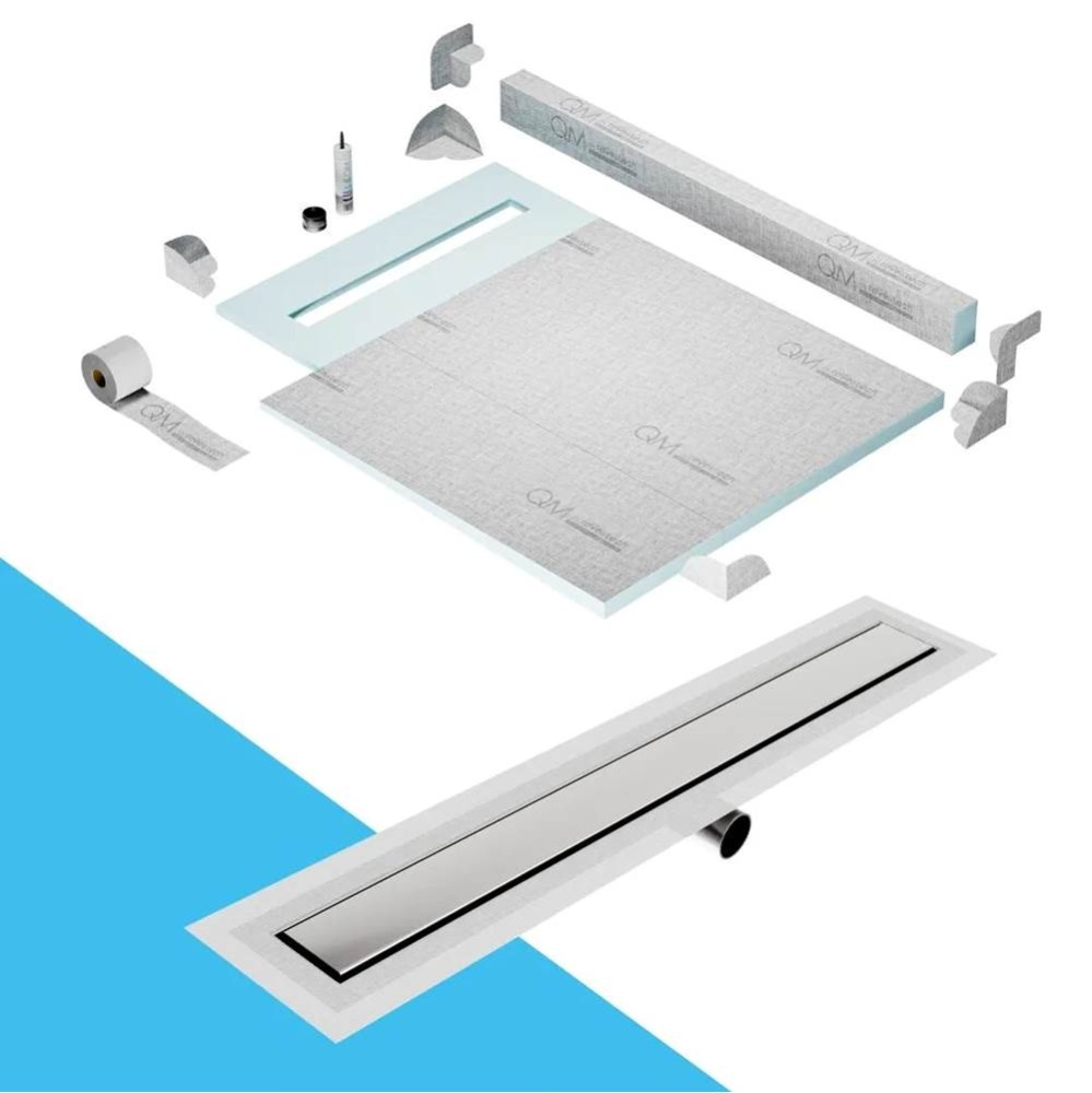 Shower Pan Kit 40'' with a 32'' Mist (Tile-in) Linear Drain Flange Edge Side O