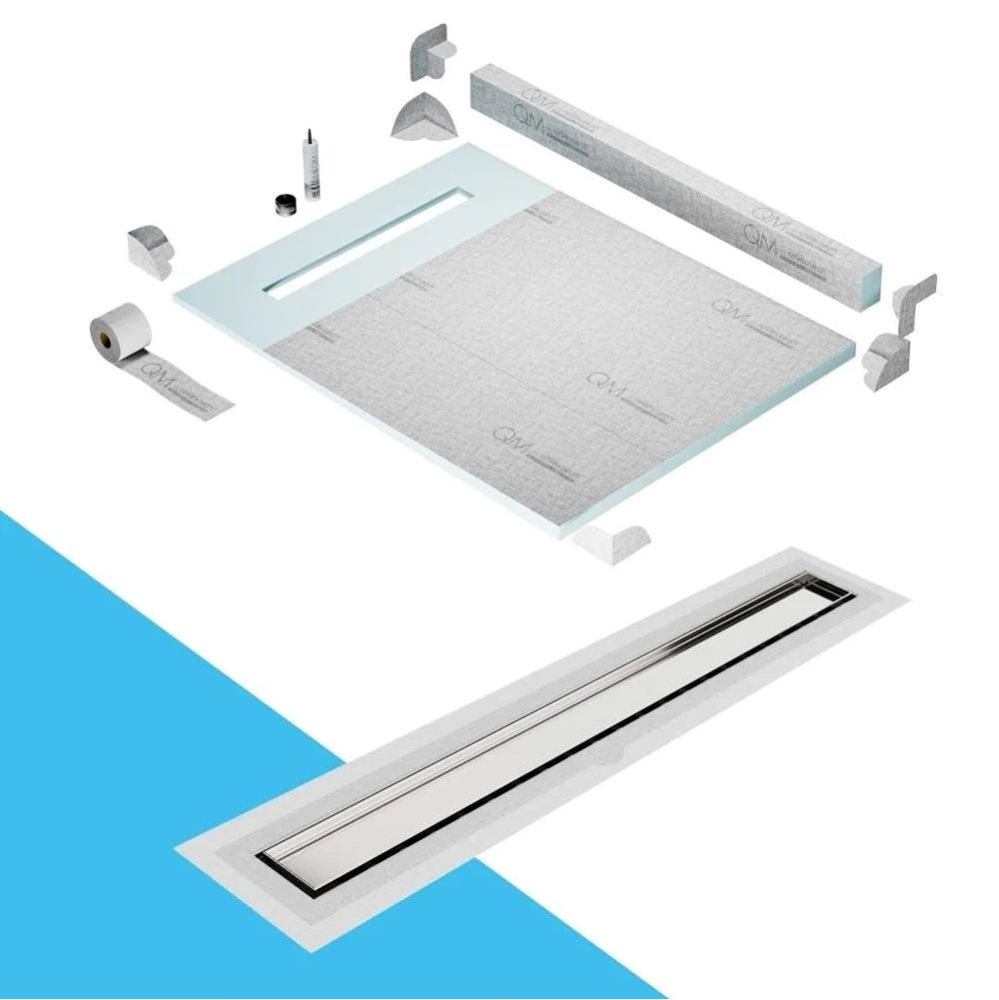 Shower Pan Kit 48'' with a 36'' Mist (Tile-in) Linear Drain Flange Edge in Sat