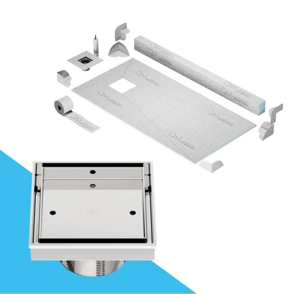 Off-Center Shower Pan Kit 32'' x 63'' with 4''Mist (Tile-In) Square