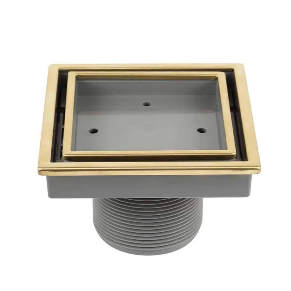 Lagos Series. Veil Line. 4'' Square Drain. Gold fin.