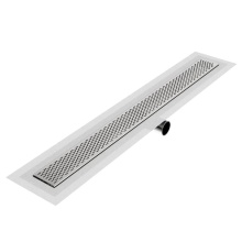 QM Drain 33.300.28FSO ST - Delmar Series. 28'' Standard length Side Outlet linear drain. Delta Line. Satin