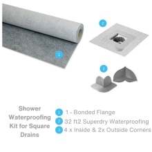 QM Drain 55.110.SQ.PVC - Shower Waterproofing Kit (PVC Bonded Flange)