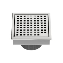 QM Drain 88.100.04 PS - Lagos Series. Mira Line. 4'' Square Drain. Polished fin.