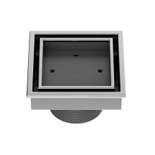 QM Drain 88.300.04 ST - Lagos Series. Veil Line. 4'' Square Drain. Satin fin.