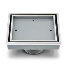 QM Drain 88.300.04 - Lagos Series. Veil Line. 5 3/4'' Square Drain. Satin fin.