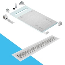 QM Drain SP32.33.300.24F ST - Shower Pan Curbless Kit 32'' with a 24'' Delta Linear Drain Flange Edge in Sat