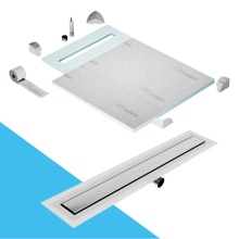 QM Drain SP40.33.500.32FSO - Shower Pan Curbless Kit 40'' with a 32'' Mist (Tile-in) Linear Drain Flange Ed