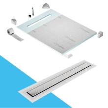 QM Drain SP48.33.500.36F - Shower Pan Curbless Kit 48'' with a 36'' Mist (Tile-in) Linear Drain Flange Ed