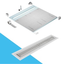 QM Drain SP64.33.300.58F ST - Shower Pan Curbless Kit 64'' with a 58'' Delta Linear Drain Flange Edge in Sat