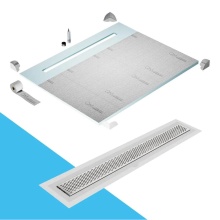 QM Drain SP80.33.300.58F ST - Shower Pan Curbless Kit 80'' with a 58'' Delta Linear Drain Flange Edge in Sat