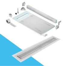 QM Drain SPC32.33.300.24F ST - Shower Pan Kit 32'' with a 24'' Delta Linear Drain Flange Edge in Satin