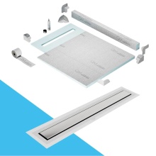 QM Drain SPC40.33.500.32F - Shower Pan Kit 40'' with a 32'' Mist (Tile-in) Linear Drain Flange Edge Framel