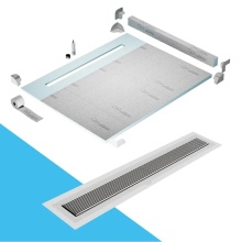 QM Drain SPC80.33.700.58F ST - Shower Pan Kit 80'' with a 58'' Wedgewire Linear Drain Flange Edge in Satin