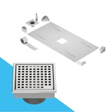 QM Drain SPC.88.100.04 PS - Curbless Center Shower Pan Kit 32'' x 63'' with 4'' Mira Square Drai