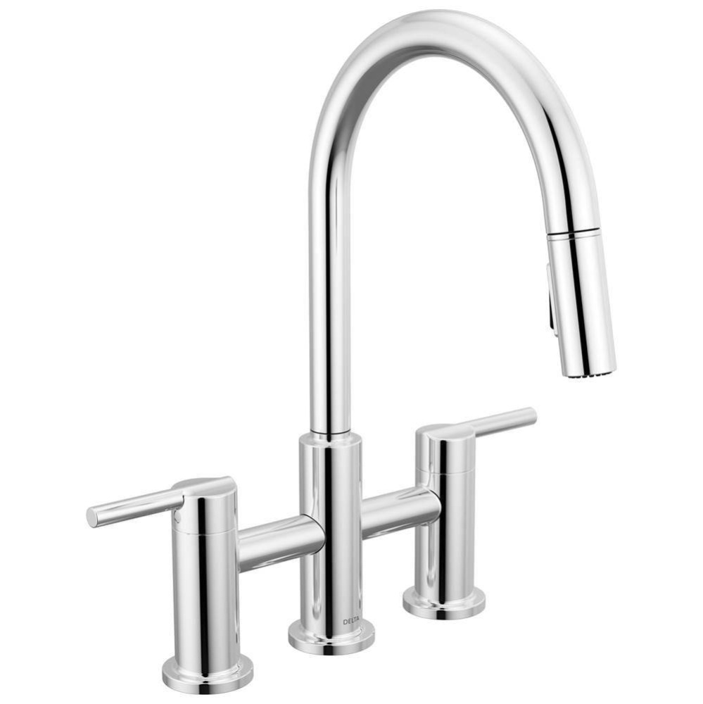 Nicoli™ Two Handle Pull-Down Bridge Kitchen Faucet